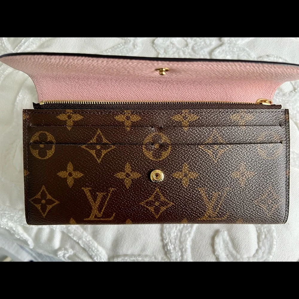 Authentic Brown Monogram Emilie Wallet (Rose Ballerina) Louis Vuitton w/ Date - Picture 8 of 11